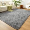 Soft Grey Fluffy Carpets Area Non-slip Rugs Floor Mat Size: 5*8 - Image 2