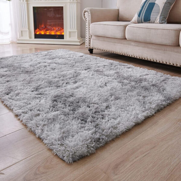 Soft Grey Fluffy Carpets Area Non-slip Rugs Floor Mat Size: 5*8