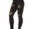 Fashion Ragged Body Shaping High Waist Ladies Jeans – Black - Image 2